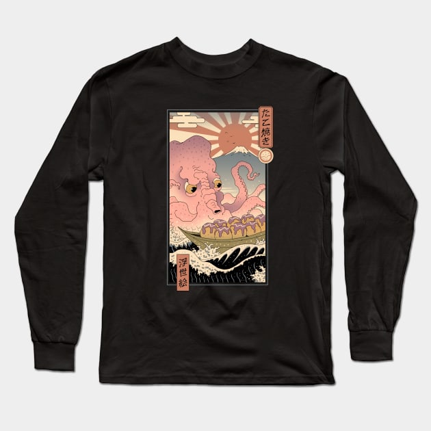 The Great Takoyaki Long Sleeve T-Shirt by Vincent Trinidad Art